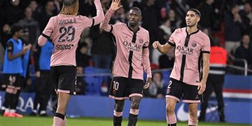 Bradley Barcola, Ousmane Dembélé (10) et Achraf Hakimi (2)