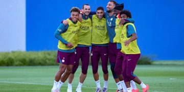 Les joueurs du PSG à l'entraînement