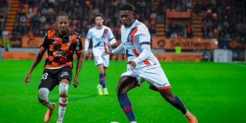 Nuno Mendes (à d.), auteur du but parisien face à Lorient