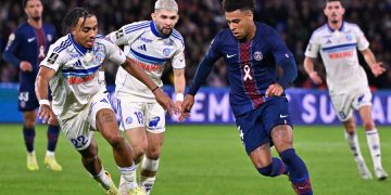 Désiré Doué lors du match contre Strasbourg