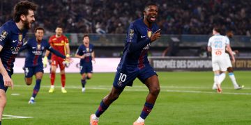 Ousmane Dembélé (10) face à Marseille